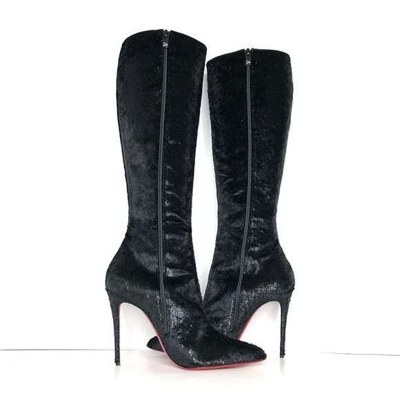 Christian Louboutin Kate Botta 100 Velours Papillon Pointed Toe Boots 39.5 - Picture 3 of 9